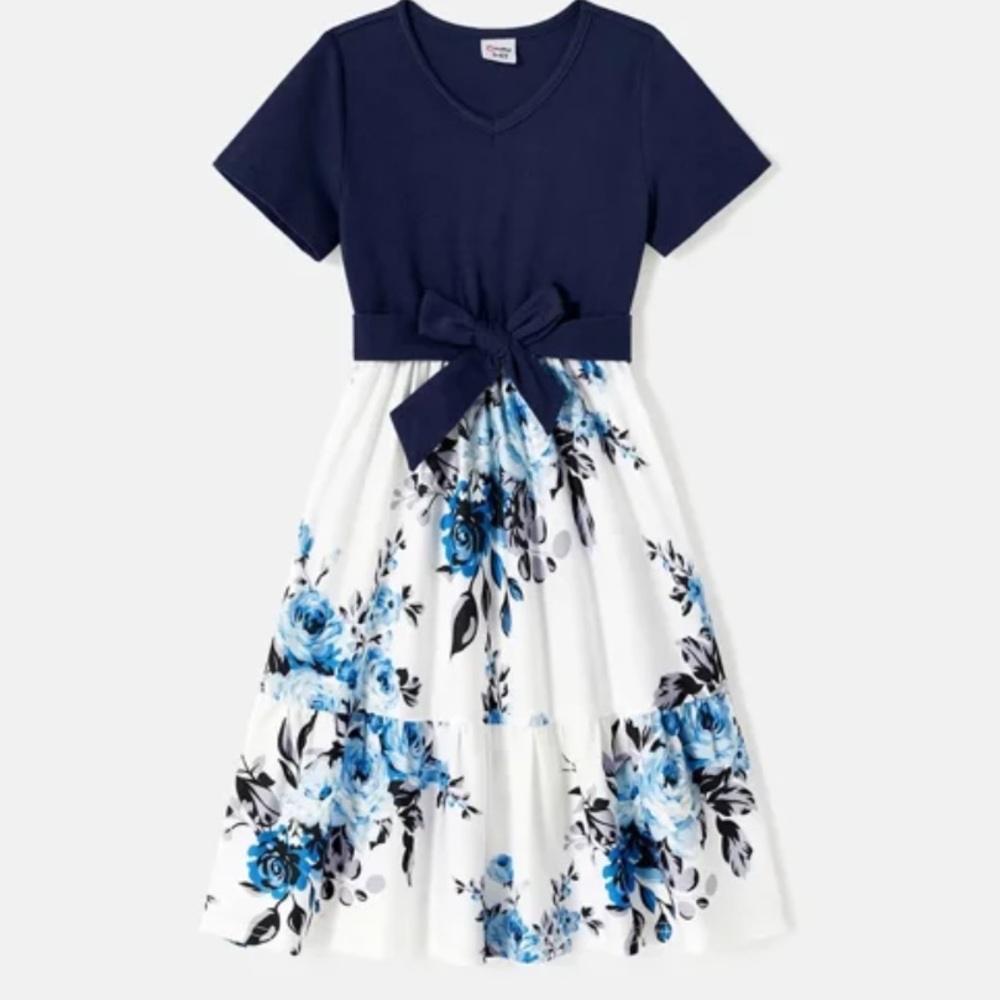 BRAND NEW Girls 3-4Y Deep Blue Floral Dress